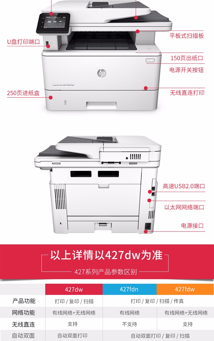 惠普 HP M427dw A4黑白激光一體機 惠普 HP M427dw A4黑白激光一體機